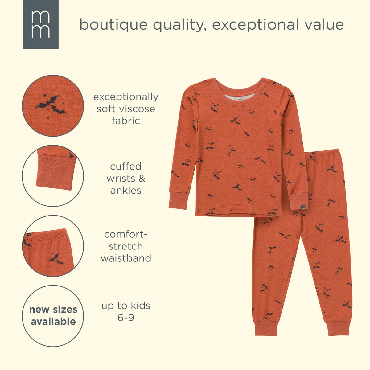 2-Piece Neutral Autumn Bats Snug Fit Pajama Set sleepwear modern moments™ by Gerber® 