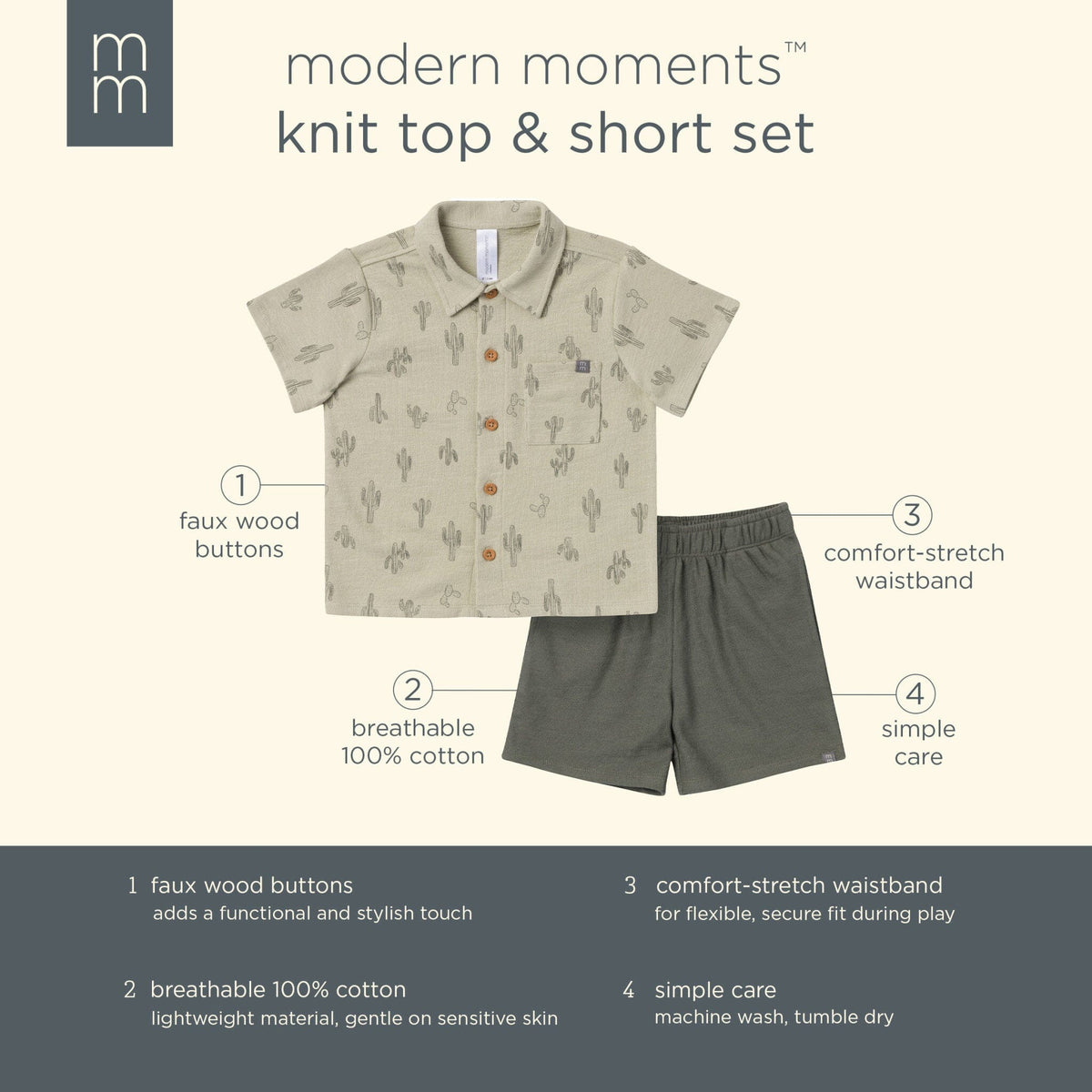 2-Piece Infant & Toddler Boys Green Resort Shirt and Shorts Set outfits Modern Moments™ by Gerber® 