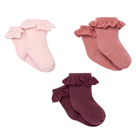 3-Pack Baby Girls Pink Lace Socks