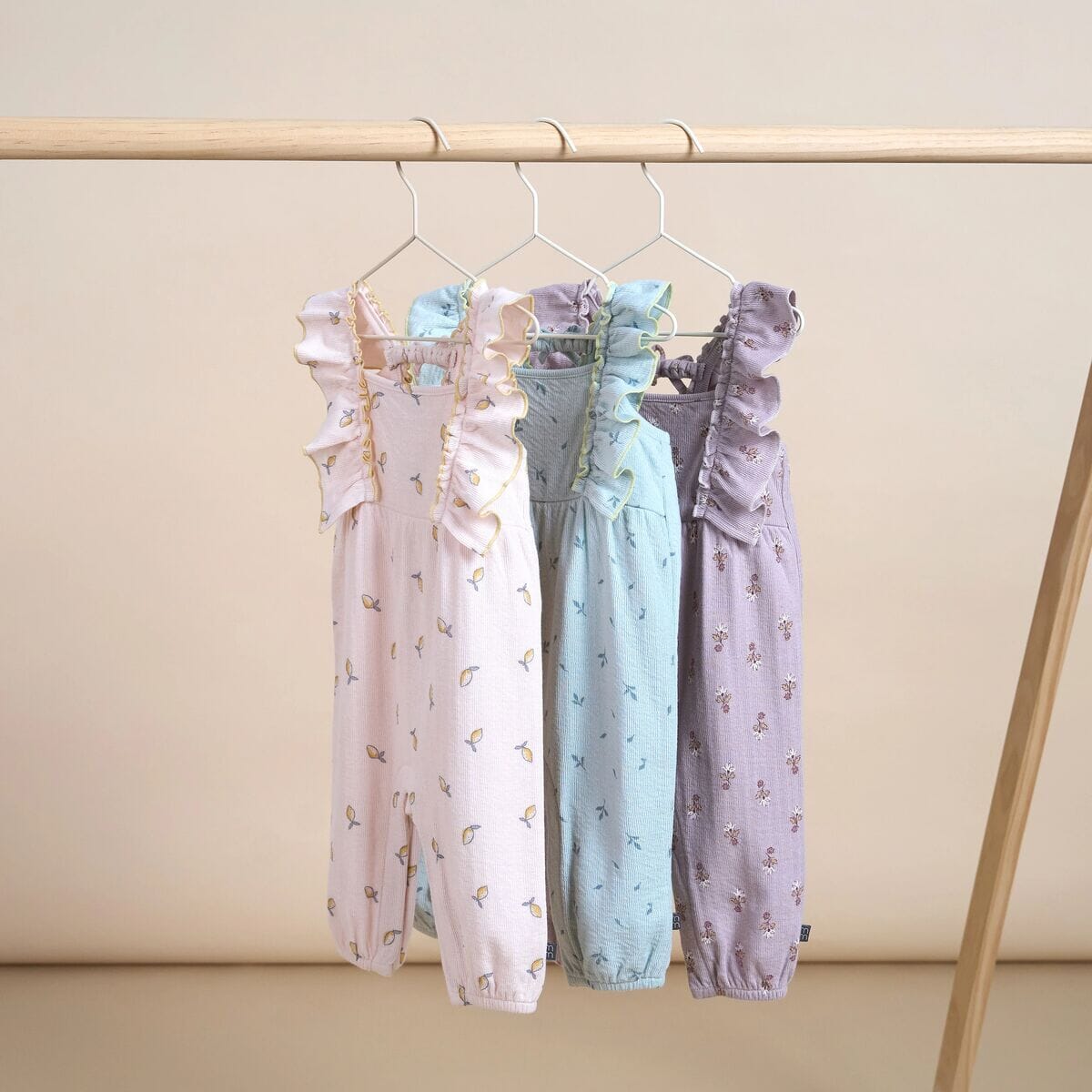 Baby Girls Sky Leaves Ruffles Long Leg Romper rompers Modern Moments™ by Gerber® 