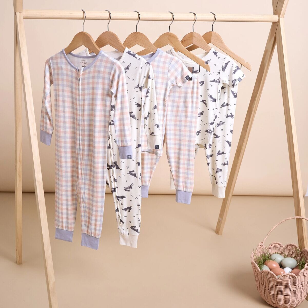 2-Pack Baby & Toddler Neutral Blue Plaid Snug Fitting Footless Pajamas sleepwear Modern Moments™ by Gerber® 