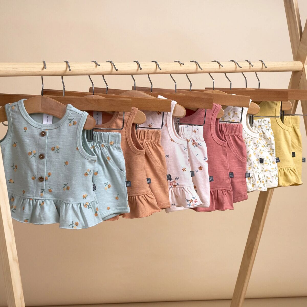 4-Piece Baby Girls Light Sky Oranges Sleeveless Peplum Tops and Shorts Set outfits Modern Moments™ by Gerber® 