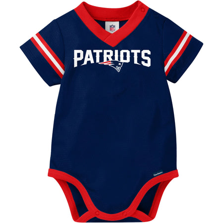 Baby Boys New England Patriots Short Sleeve Mesh V-Neck Bodysuit