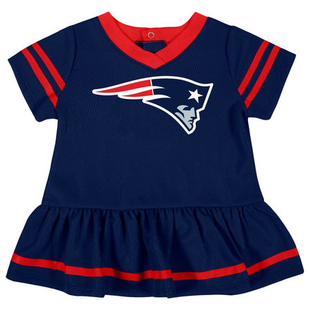 2-Piece Baby Girls New England Patriots Dress & Diaper Cover Set