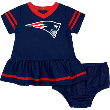 2-Piece Baby Girls New England Patriots Dress & Diaper Cover Set