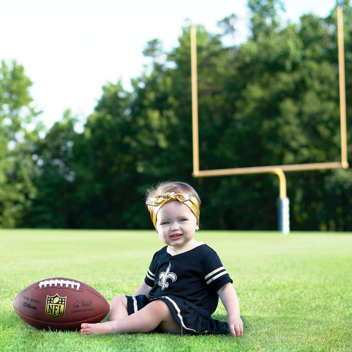 Baby Girls New Orleans Saints Cheerleader Dress and Diaper Cover Set NFL NFL 