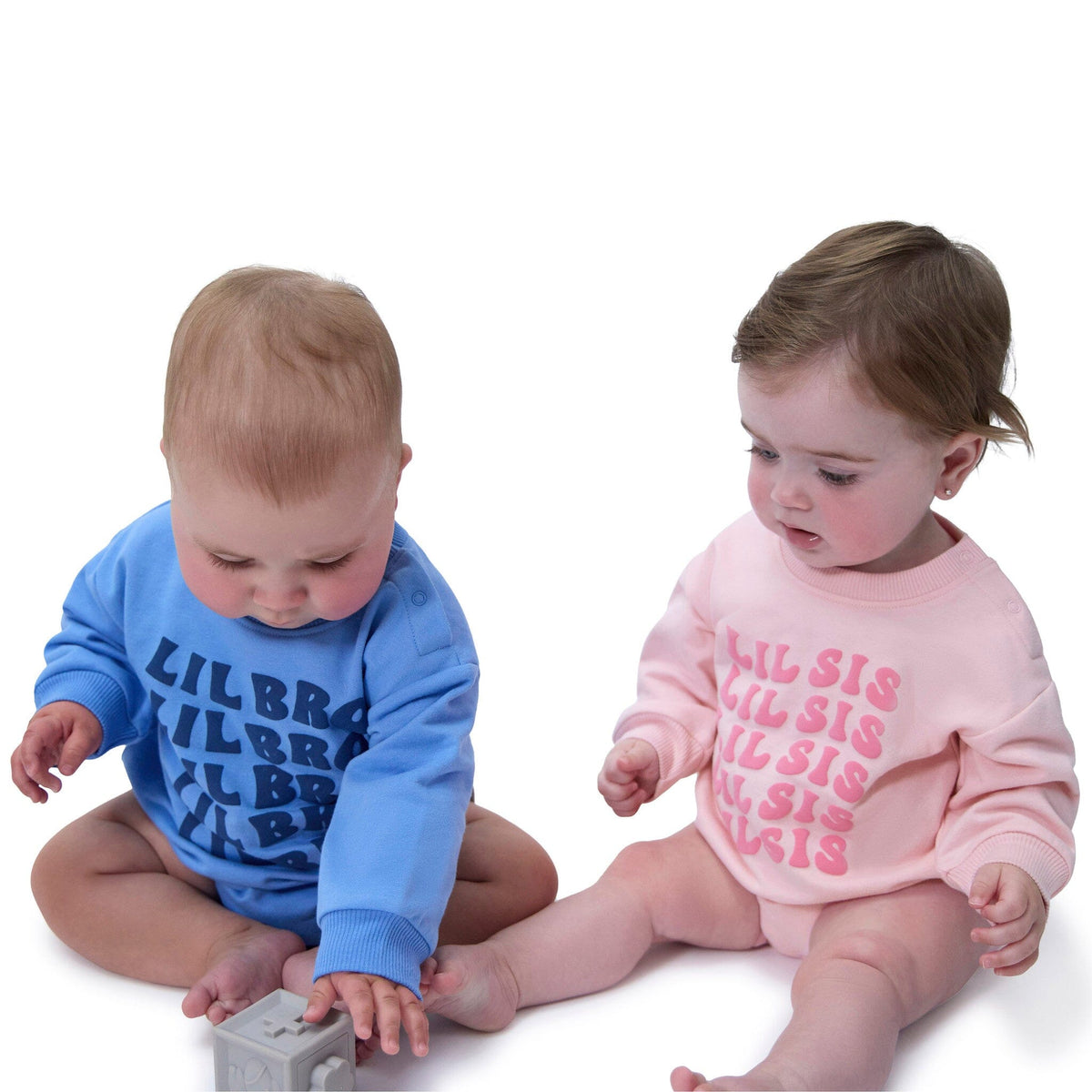 Baby Boys Lil' Bro Sweatshirt Bubble Romper rompers Onesies® Brand 
