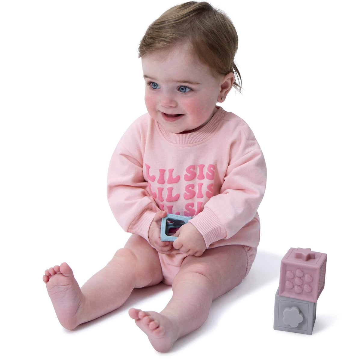 Baby Girls Lil' Sis Sweatshirt Bubble Romper rompers Onesies® Brand 