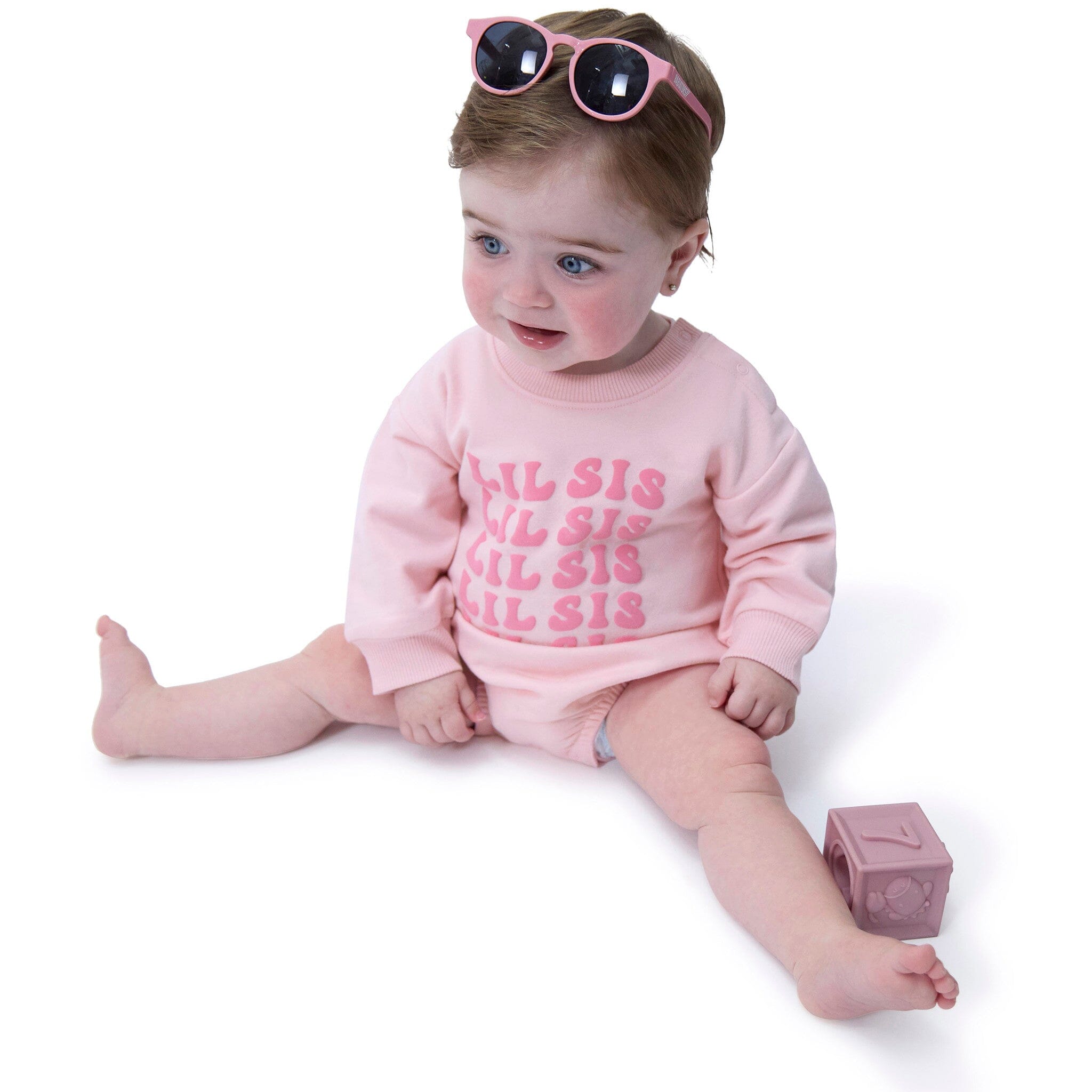 Baby Girls Lil' Sis Sweatshirt Bubble Romper rompers Onesies® Brand 