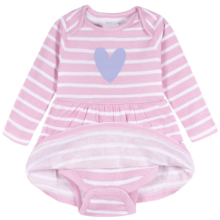Baby Girls Purple Heart Bodysuit Dress