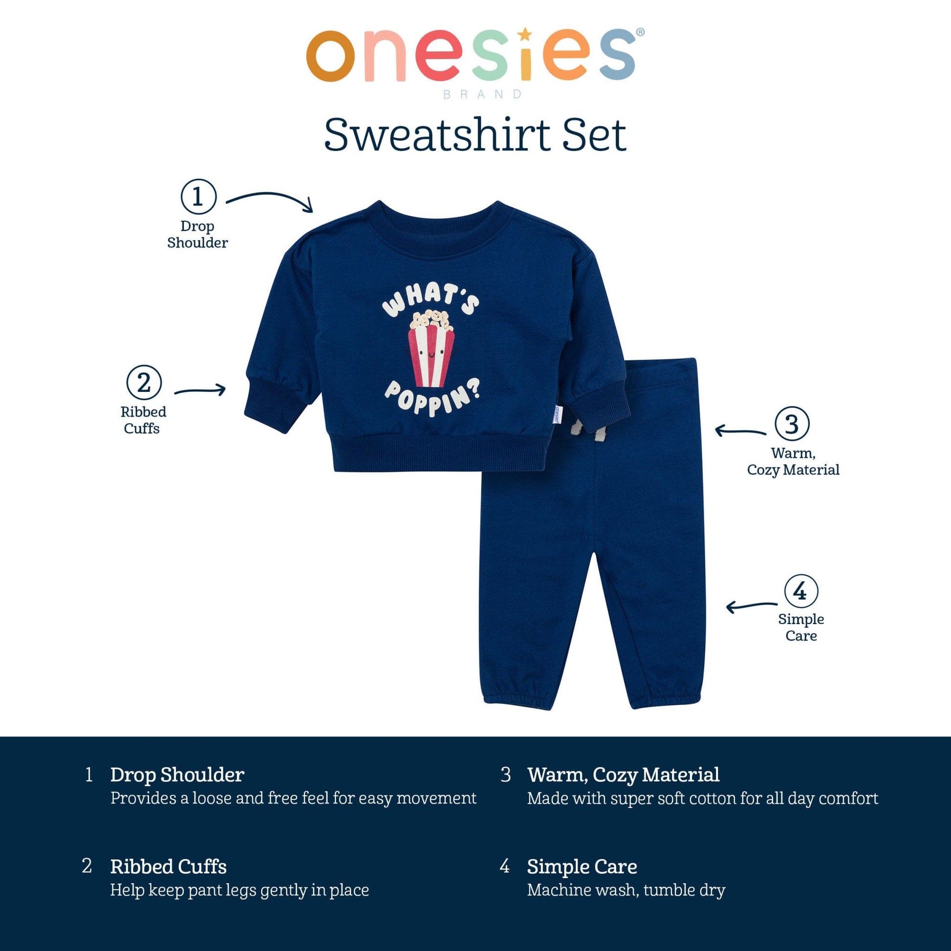 2-Piece Baby Boys What's Poppin Sweatshirt Set outfits Onesies® Brand 