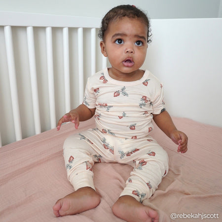 4-Piece Infant & Toddler Girls Rose Strawberry Viscose Snug Fitting Pajamas