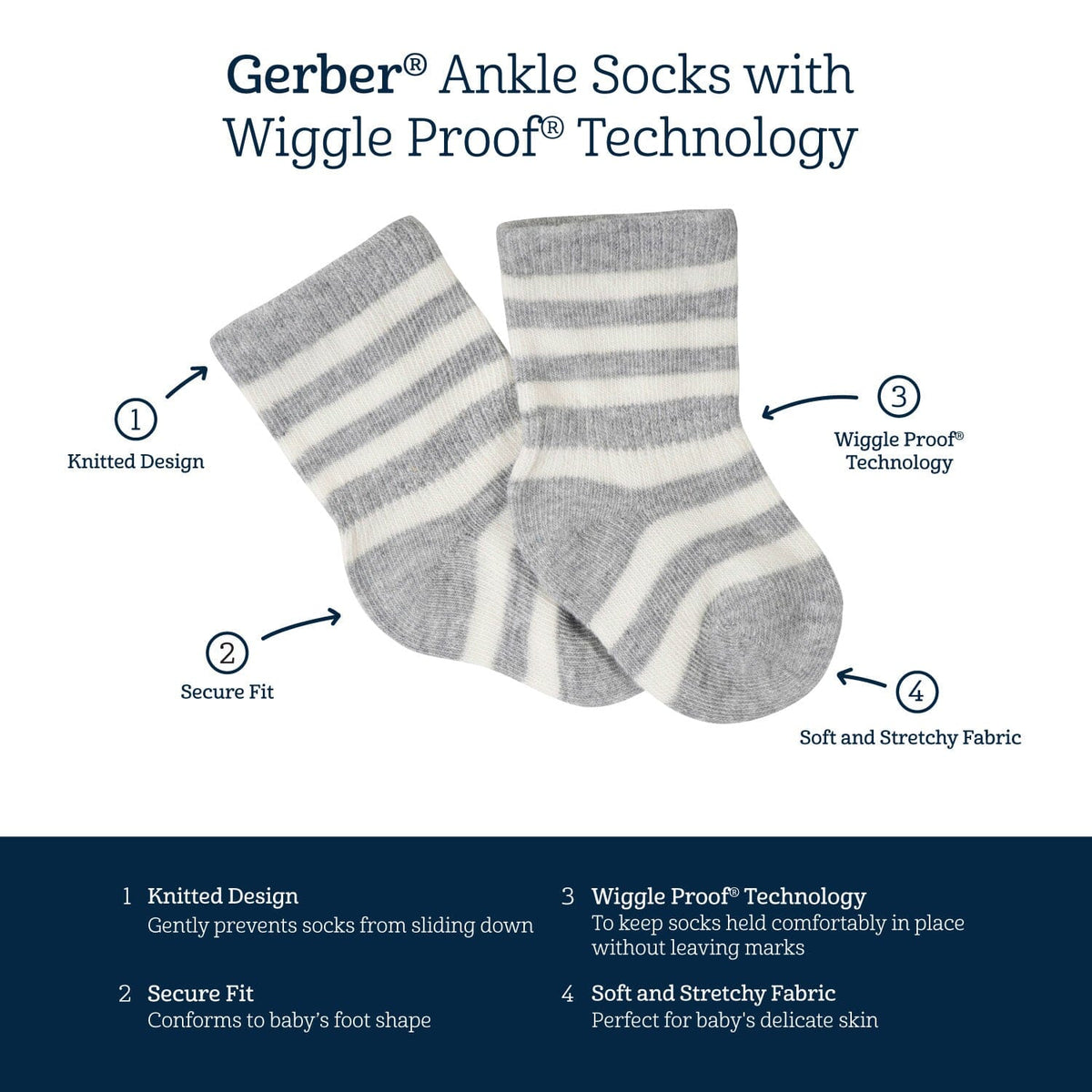 8-Pack Baby Neutral Happy Veggies Jersey Wiggle Proof® Socks