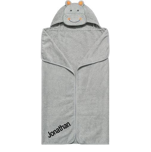 Embroidered Grey Hippo Hooded Towel-Gerber Childrenswear