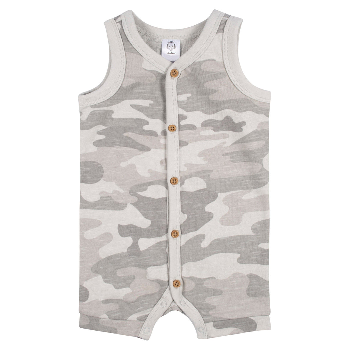 2-Pack Baby Boys Camo & Yellow Short Leg Sleeveless Romper