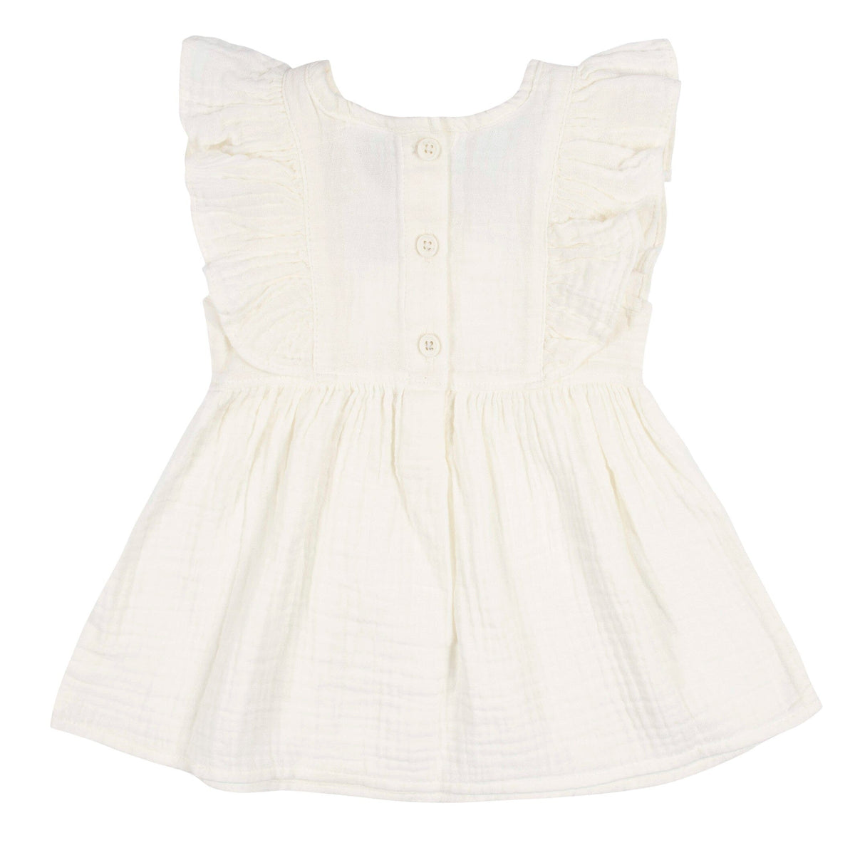 2-Piece Baby & Toddler Girls Ivory Gauze Dress & Diaper Cover Set