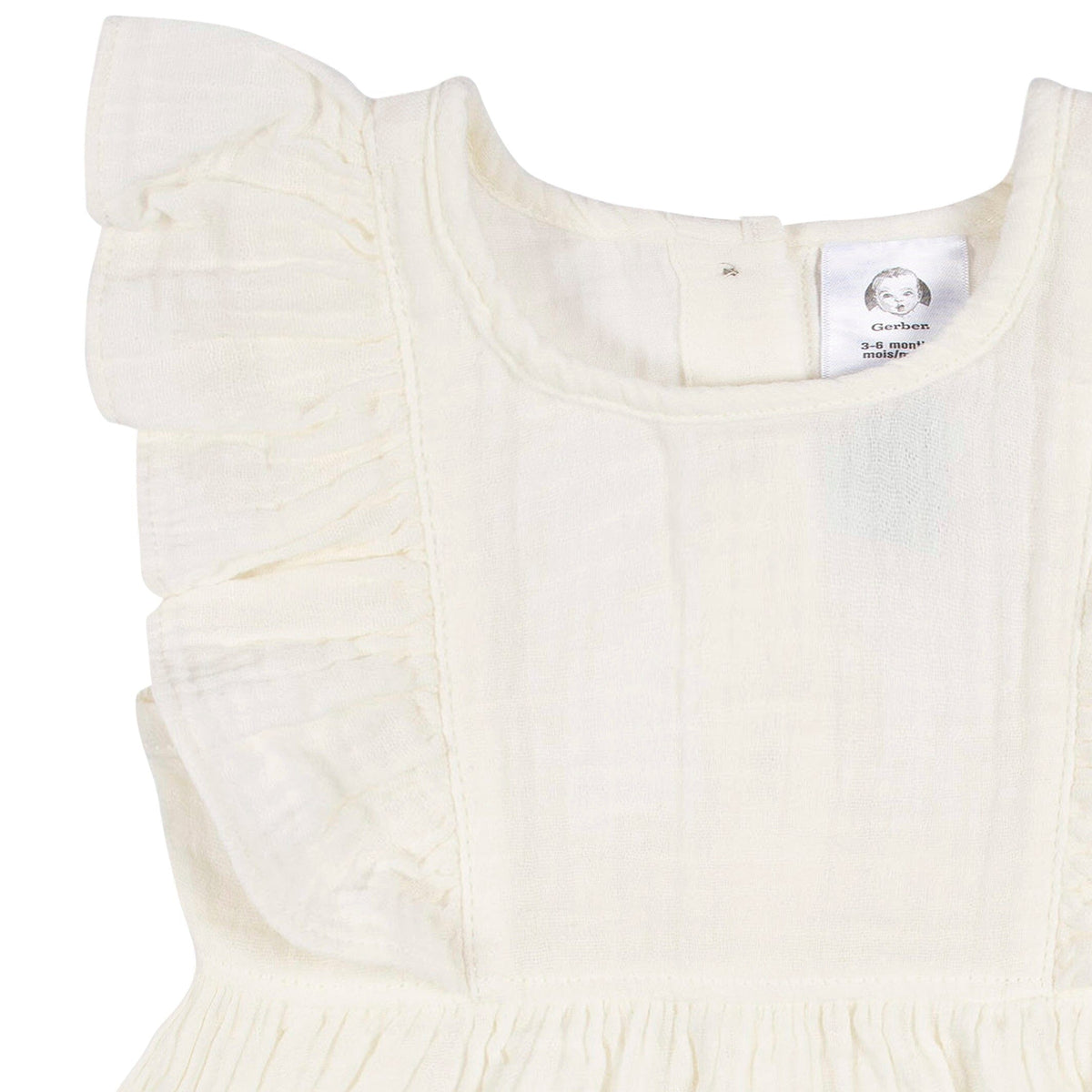 2-Piece Baby & Toddler Girls Ivory Gauze Dress & Diaper Cover Set