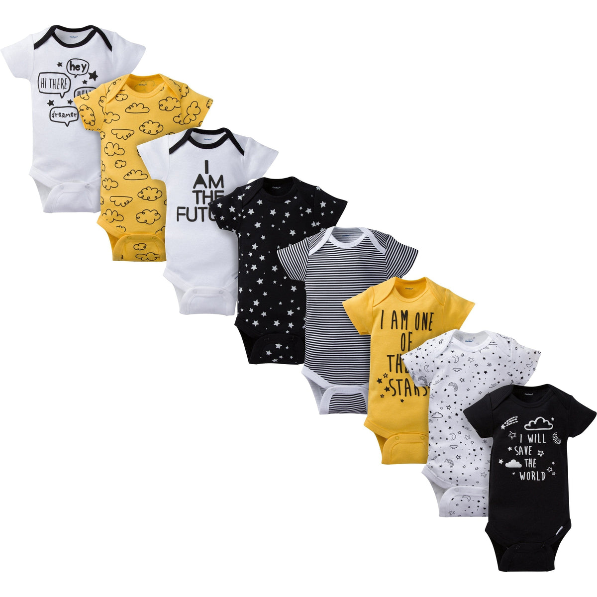 8-Pack Baby Neutral Short Sleeve Stars Onesies® Bodysuits