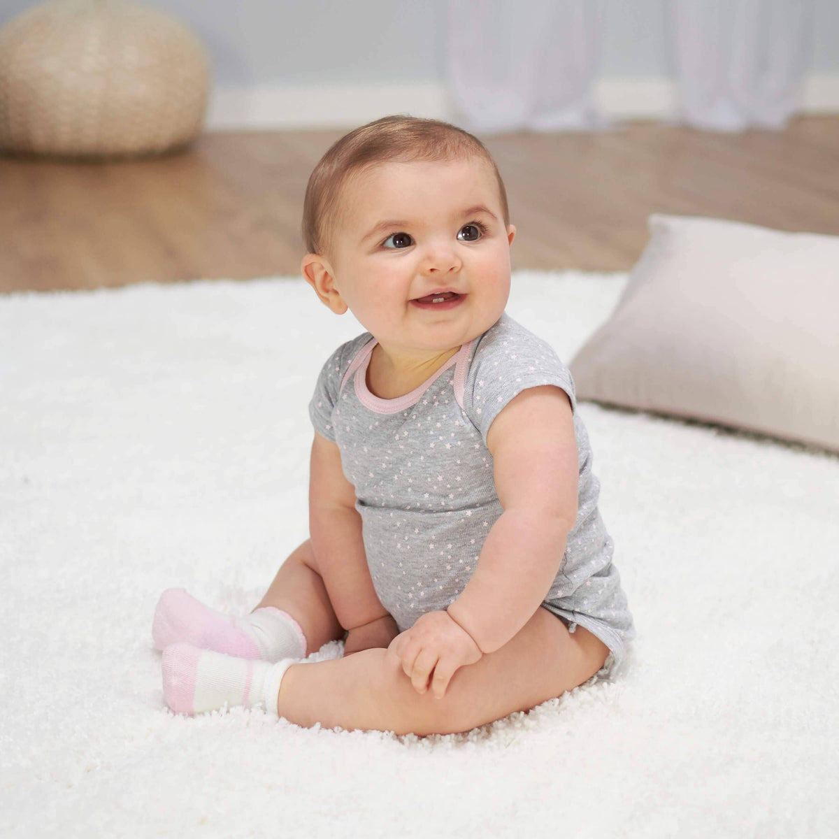5-Pack Baby Girls Bunny Short Sleeve Onesies® Bodysuits-Gerber Childrenswear