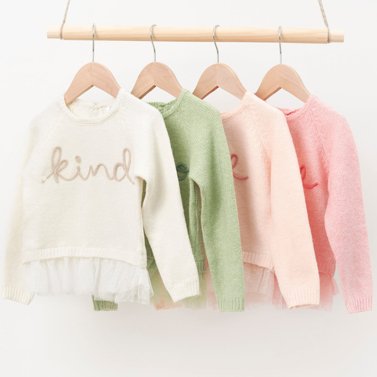 Infant & Toddler Girls White Sweater With Tulle Trim