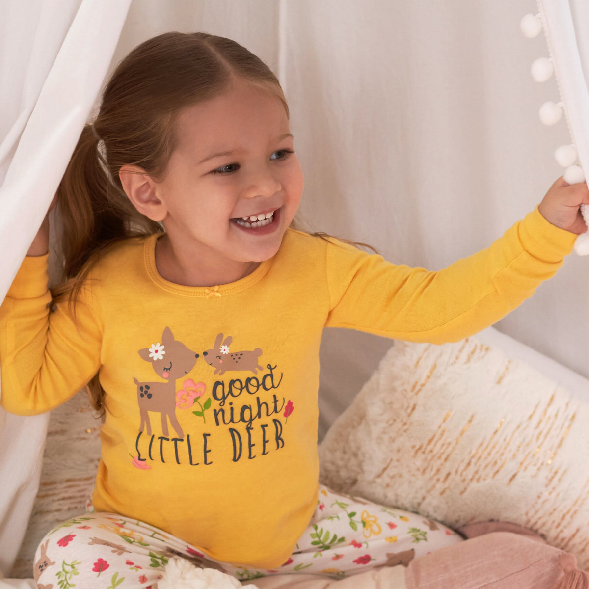 4-Piece Infant & Toddler Girls Deer Snug Fit Cotton Pajamas-Gerber Childrenswear