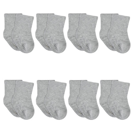 8-Pack Baby & Toddler Gray Heather Wiggle Proof® Jersey Crew Socks