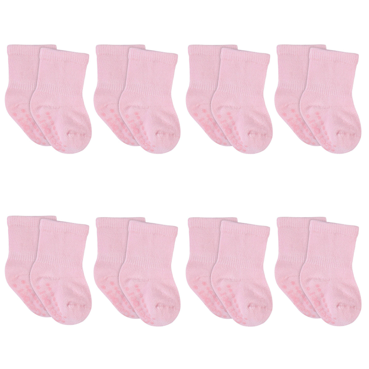 8-Pack Baby & Toddler Light Pink Wiggle-Proof™ Jersey Crew Socks-Gerber Childrenswear