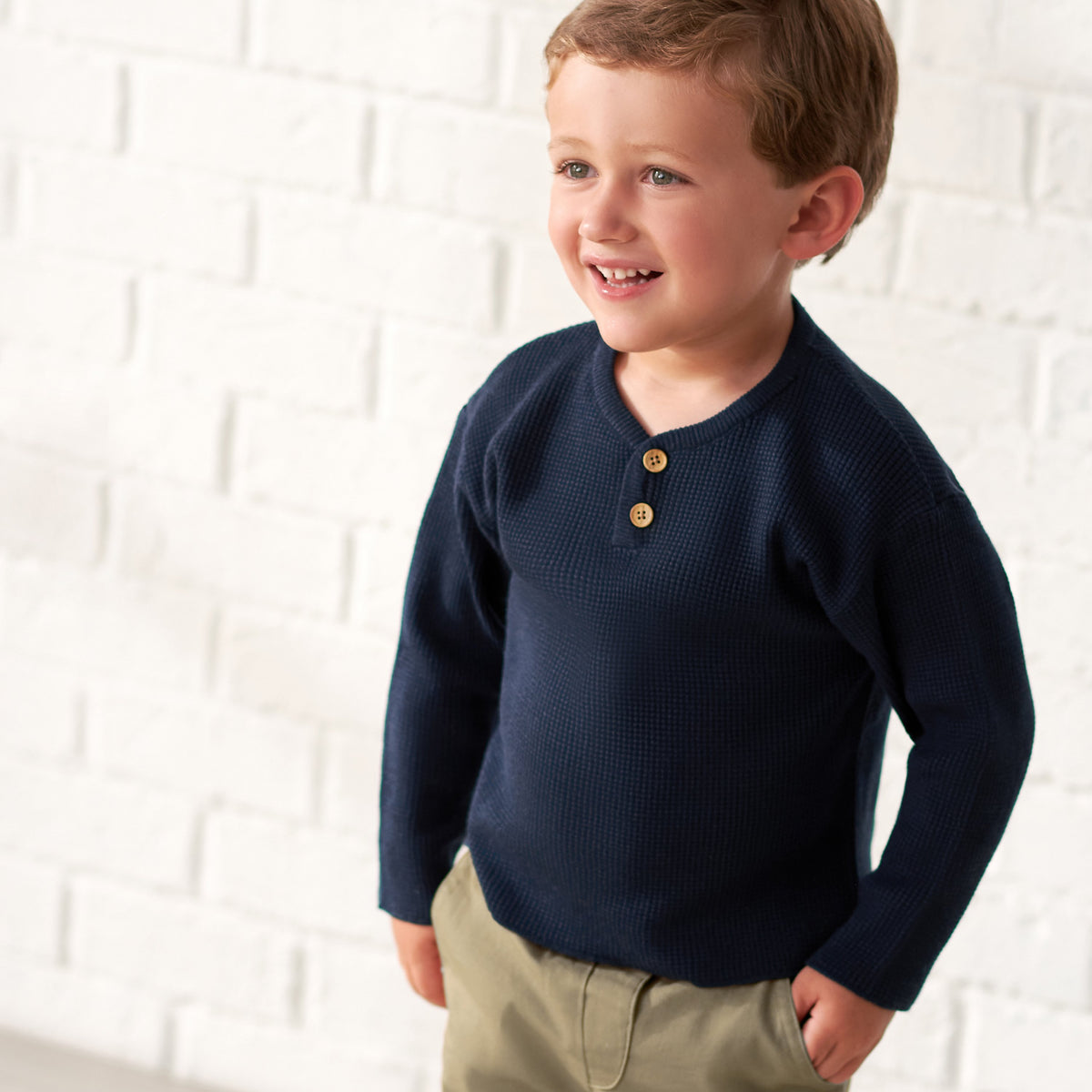 Infant & Toddler Boys Blue Henley Sweater-Gerber Childrenswear