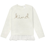 Infant & Toddler Girls White Sweater With Tulle Trim-Gerber Childrenswear
