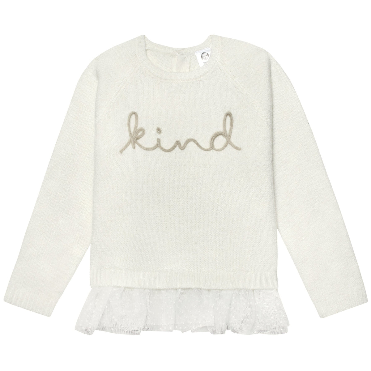 Infant & Toddler Girls White Sweater With Tulle Trim-Gerber Childrenswear