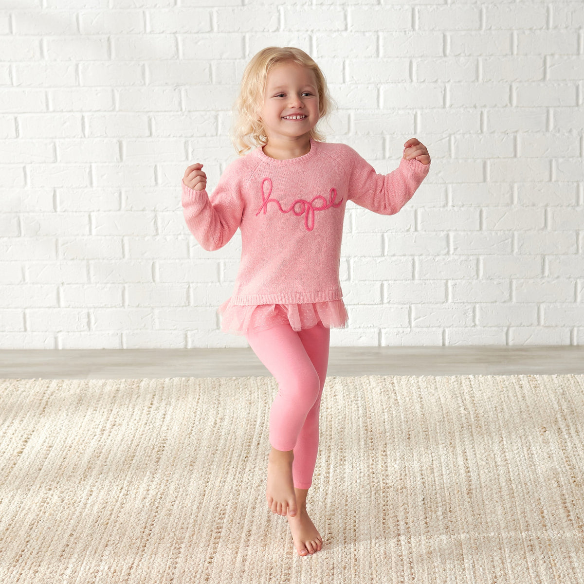 Infant & Toddler Girls Pink Sweater With Tulle Trim-Gerber Childrenswear