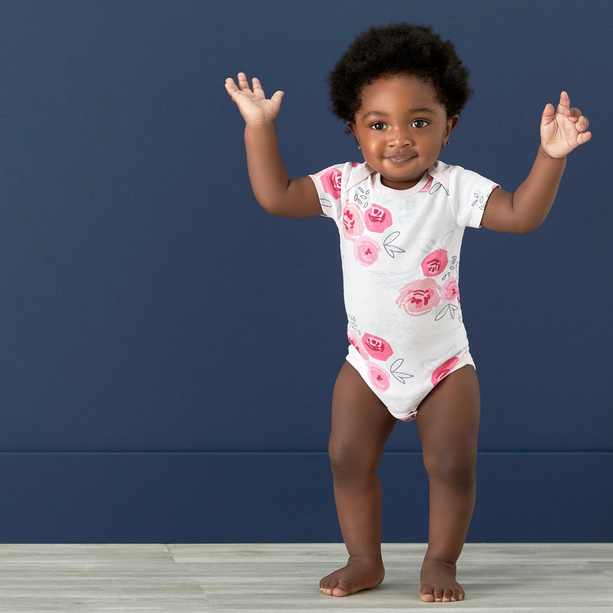3-Pack Baby Girls Comfy Stretch Roses & Bunnies Short Sleeve Onesies® Bodysuits-Gerber Childrenswear