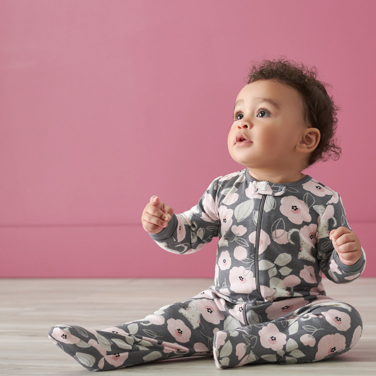 2-Pack Baby Girls Comfy Stretch Floral Leopard Sleep 'n Plays-Gerber Childrenswear