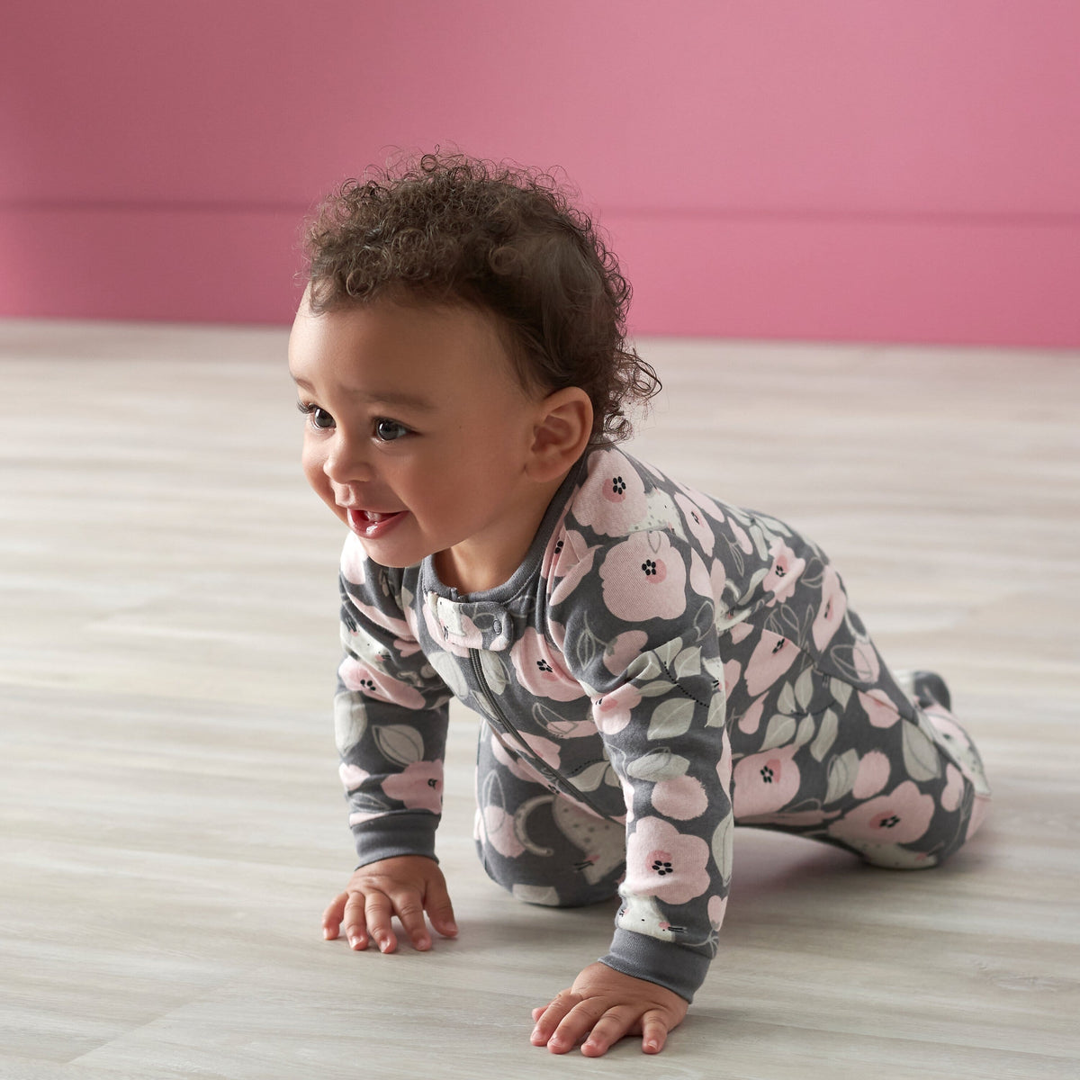 2-Pack Baby Girls Comfy Stretch Floral Leopard Sleep 'n Plays-Gerber Childrenswear