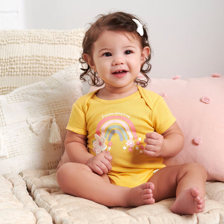 5-Pack Baby Girls Golden Floral Onesies® Bodysuits