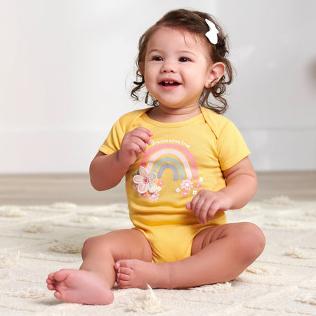 8-Pack Baby Girls Golden Floral Onesies® Bodysuits