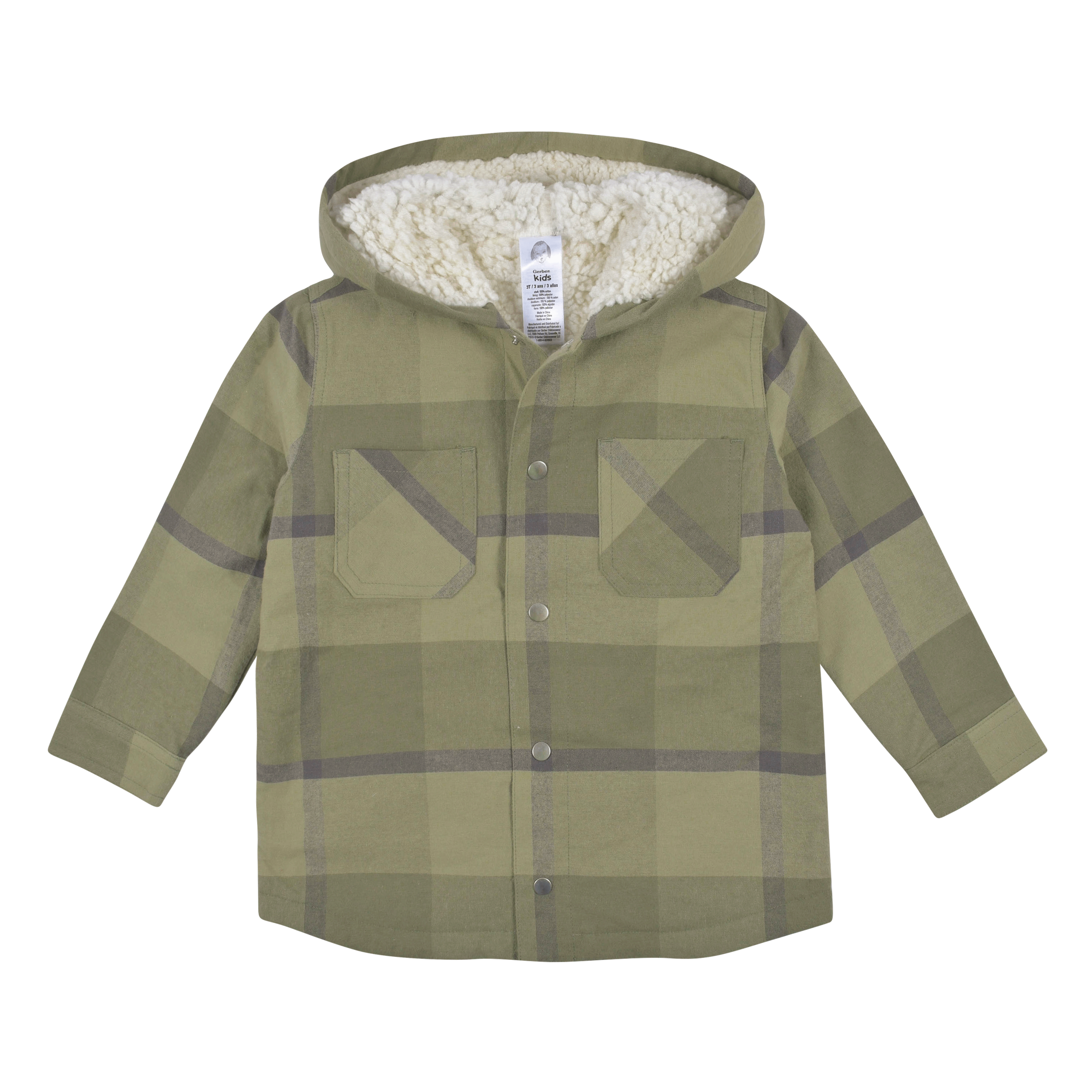 2-Piece Infant & Toddler Boys Sage Green Plaid Flannel Jacket & Jogger Set