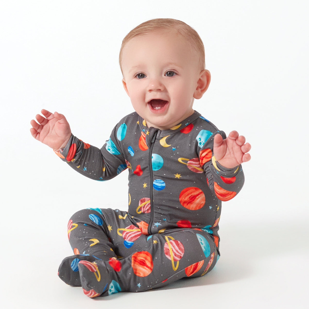 Baby & Toddler Outer Space Buttery-Soft Viscose Made from Eucalyptus Snug Fit Footed Pajamas