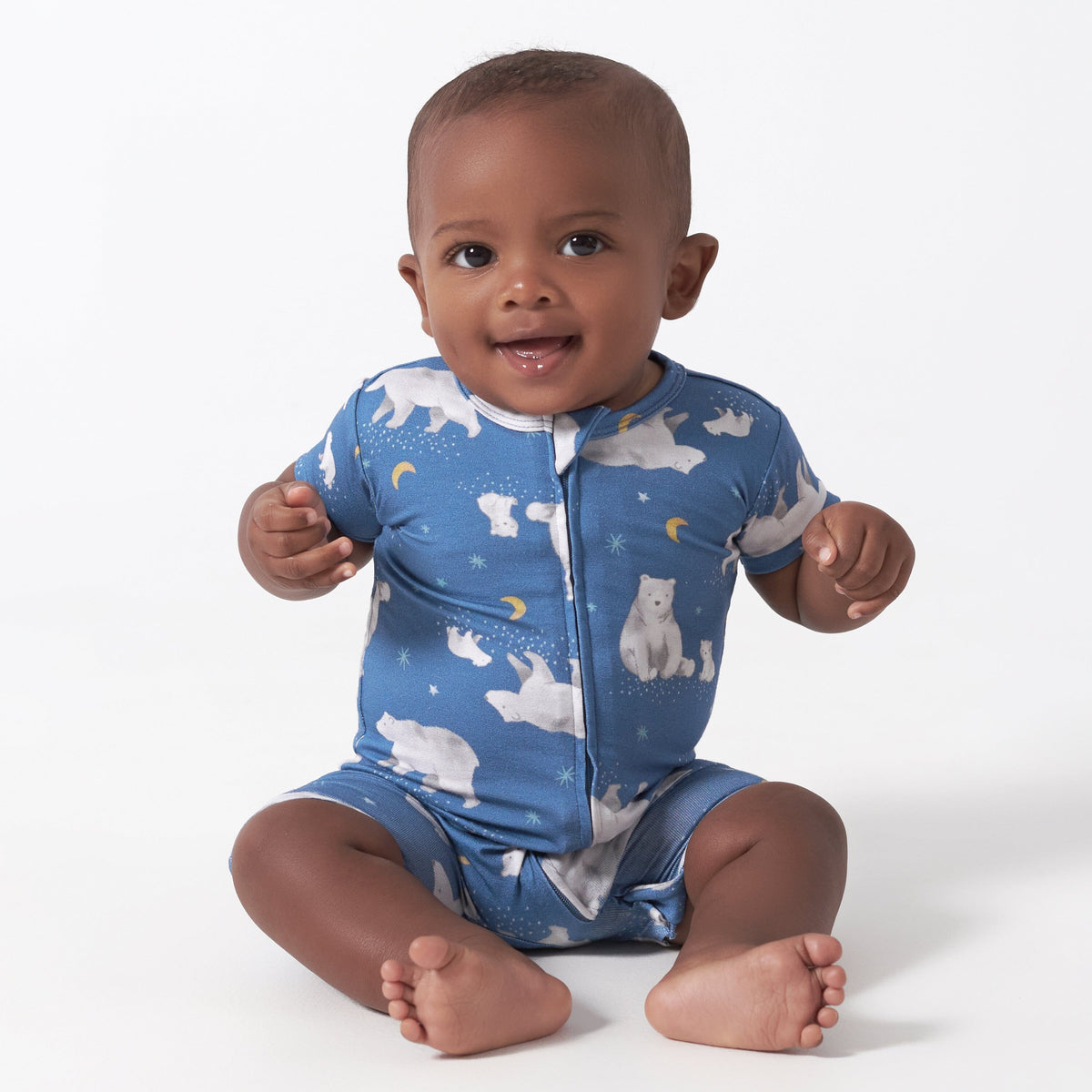 Baby Polar Bear Buttery-Soft Viscose Made from Eucalyptus Snug Fit Romper