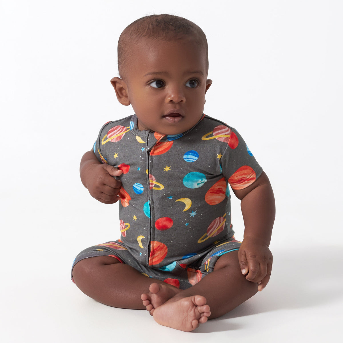 Baby Outer Space Buttery-Soft Viscose Made from Eucalyptus Snug Fit Romper