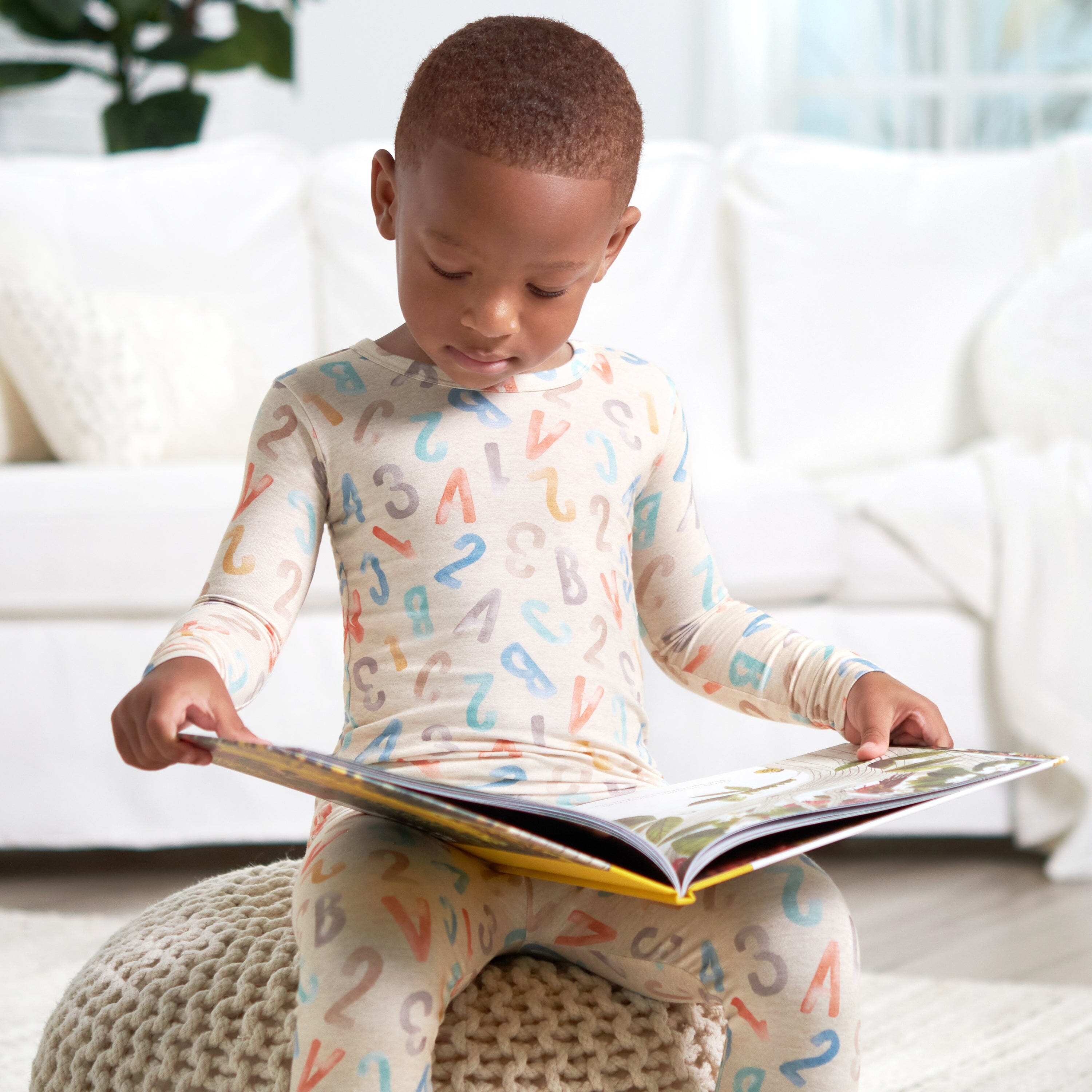2-Piece Infant & Toddler Alphabet Soup Buttery Soft Viscose Made from Eucalyptus Snug Fit Pajamas