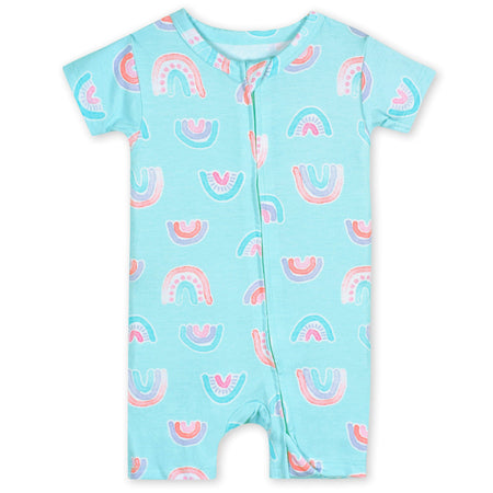Baby Girls Rainbow Sky Buttery Soft Viscose Made from Eucalyptus Snug Fit Romper