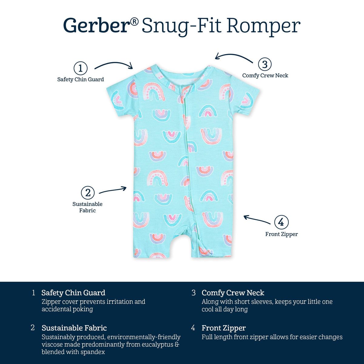Baby Girls Rainbow Sky Buttery-Soft Viscose Made from Eucalyptus Snug Fit Romper