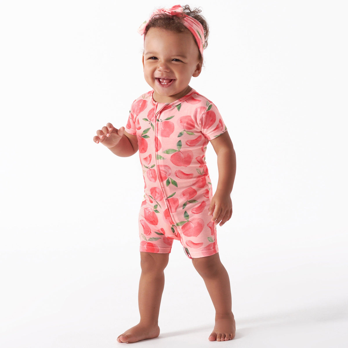 Baby Girls Just Peachy Buttery-Soft Viscose Made from Eucalyptus Snug Fit Romper