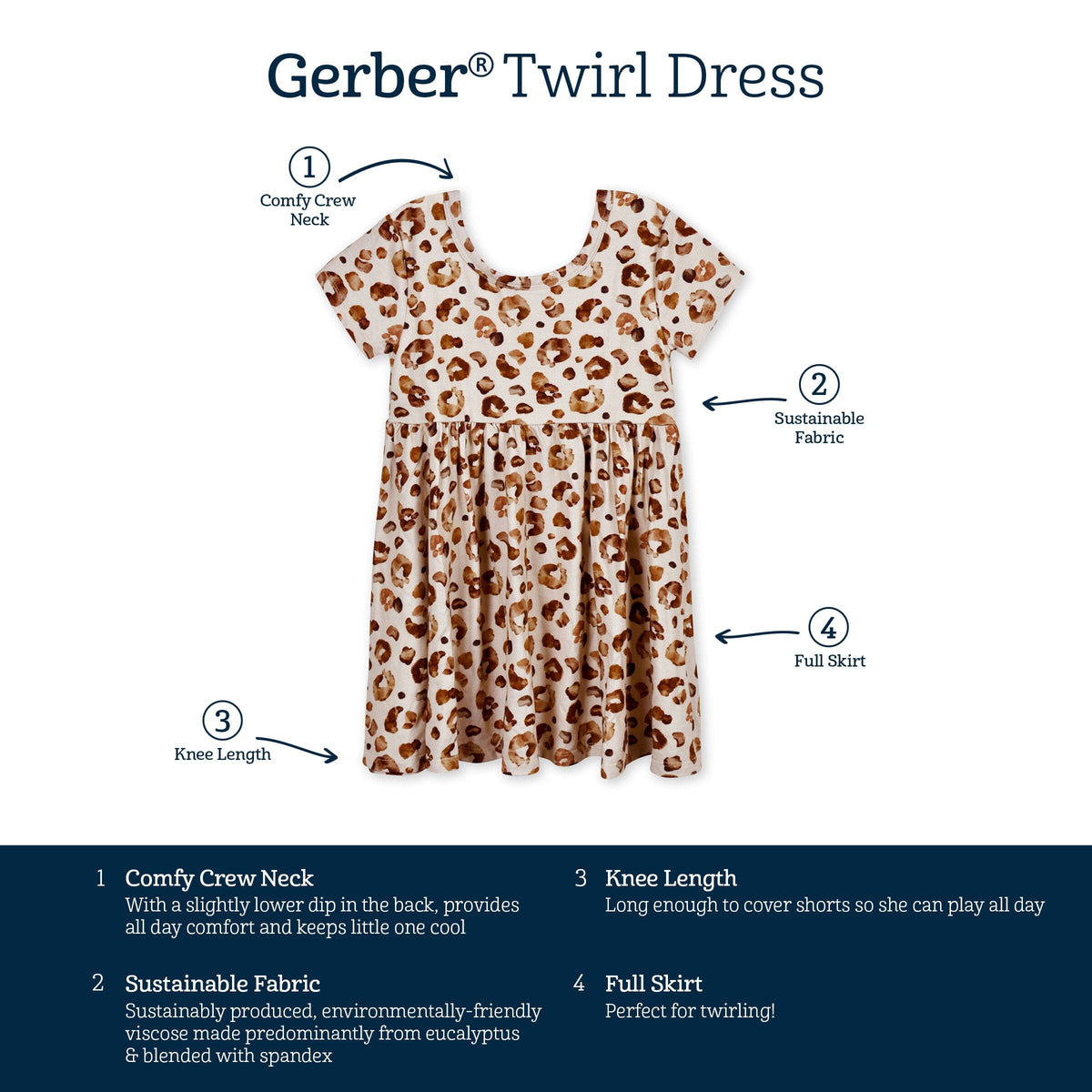 Infant & Toddler Girls Leopard Buttery-Soft Viscose Made from Eucalyptus Twirl Dress