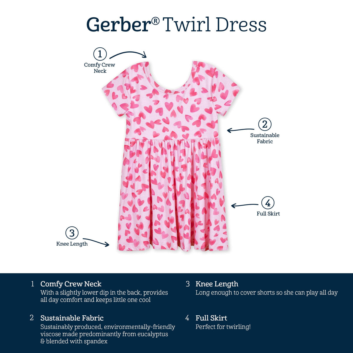 Infant & Toddler Girls Heartfelt Buttery-Soft Viscose Made from Eucalyptus Twirl Dress