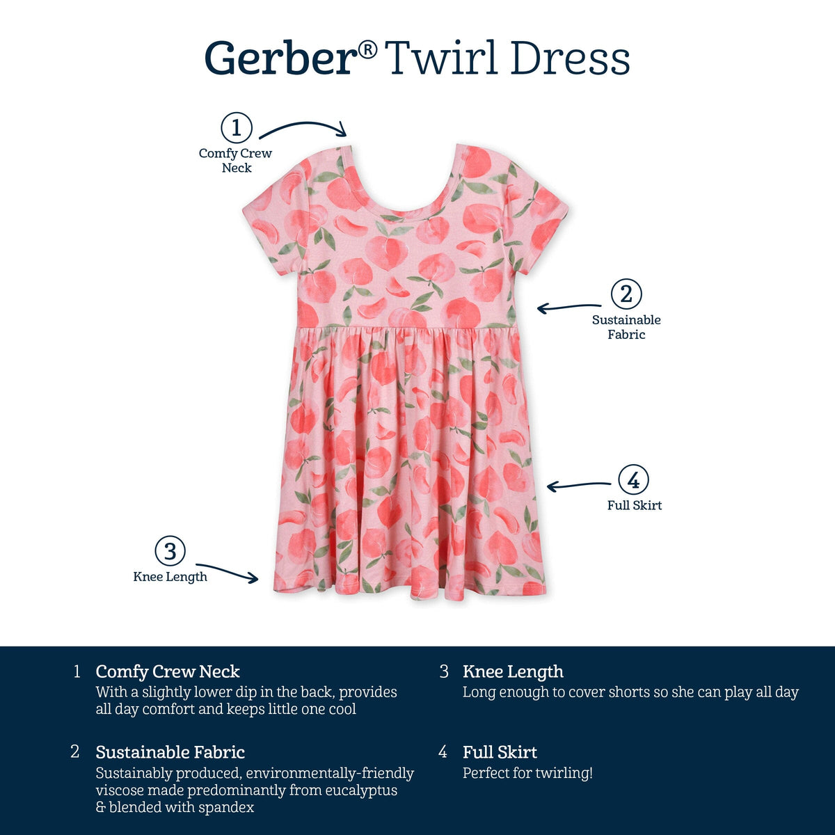 Infant & Toddler Girls Just Peachy Buttery-Soft Viscose Made from Eucalyptus Twirl Dress