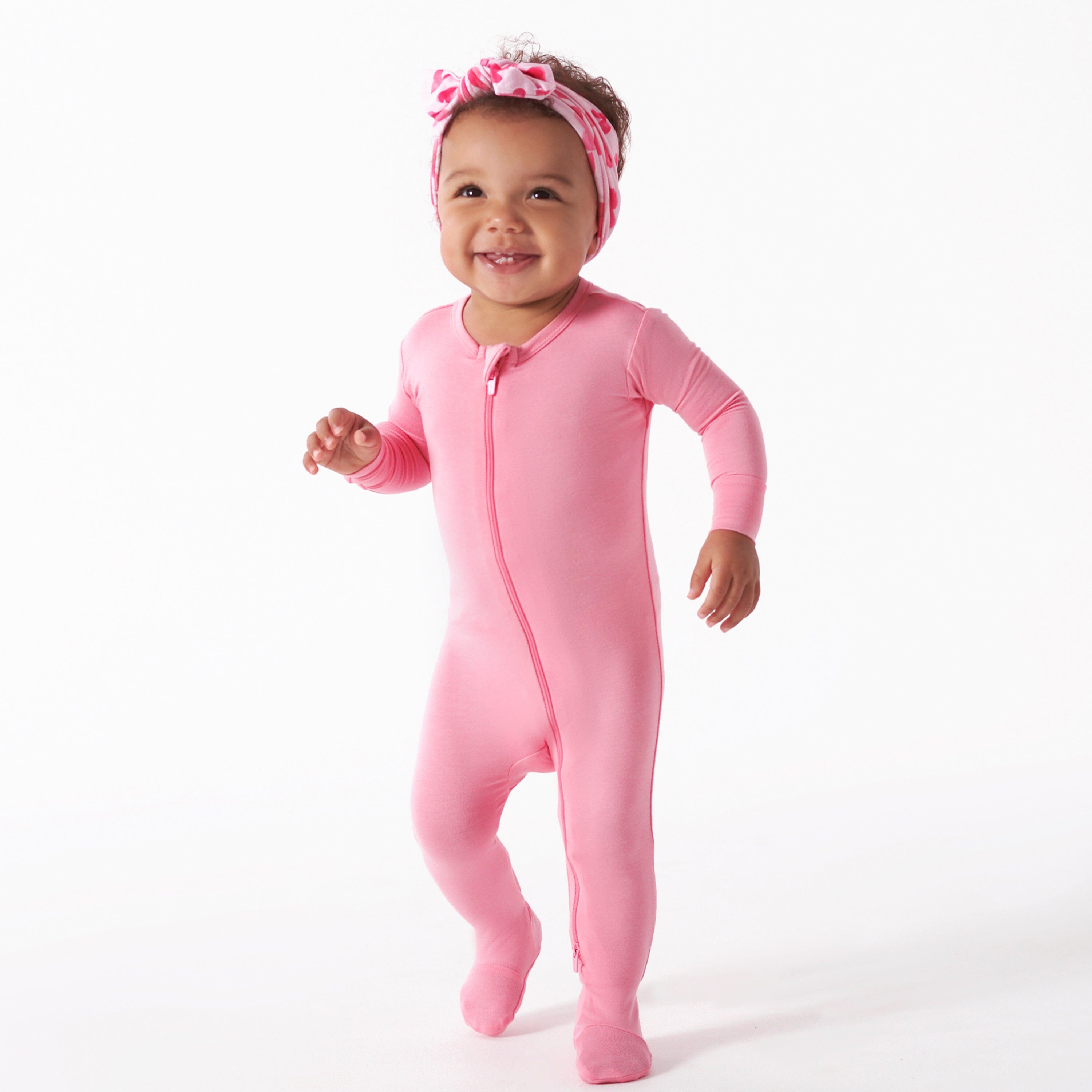 Baby & Toddler Girls Sea Pink Buttery-Soft Viscose Made from Eucalyptus Snug Fit Footed Pajamas