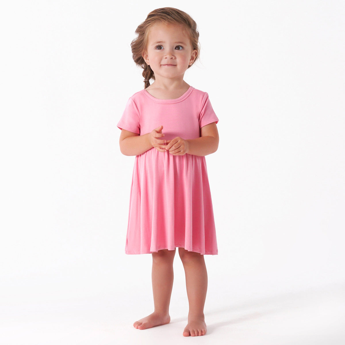 Infant & Toddler Girls Sea Pink Buttery-Soft Viscose Made from Eucalyptus Twirl Dress