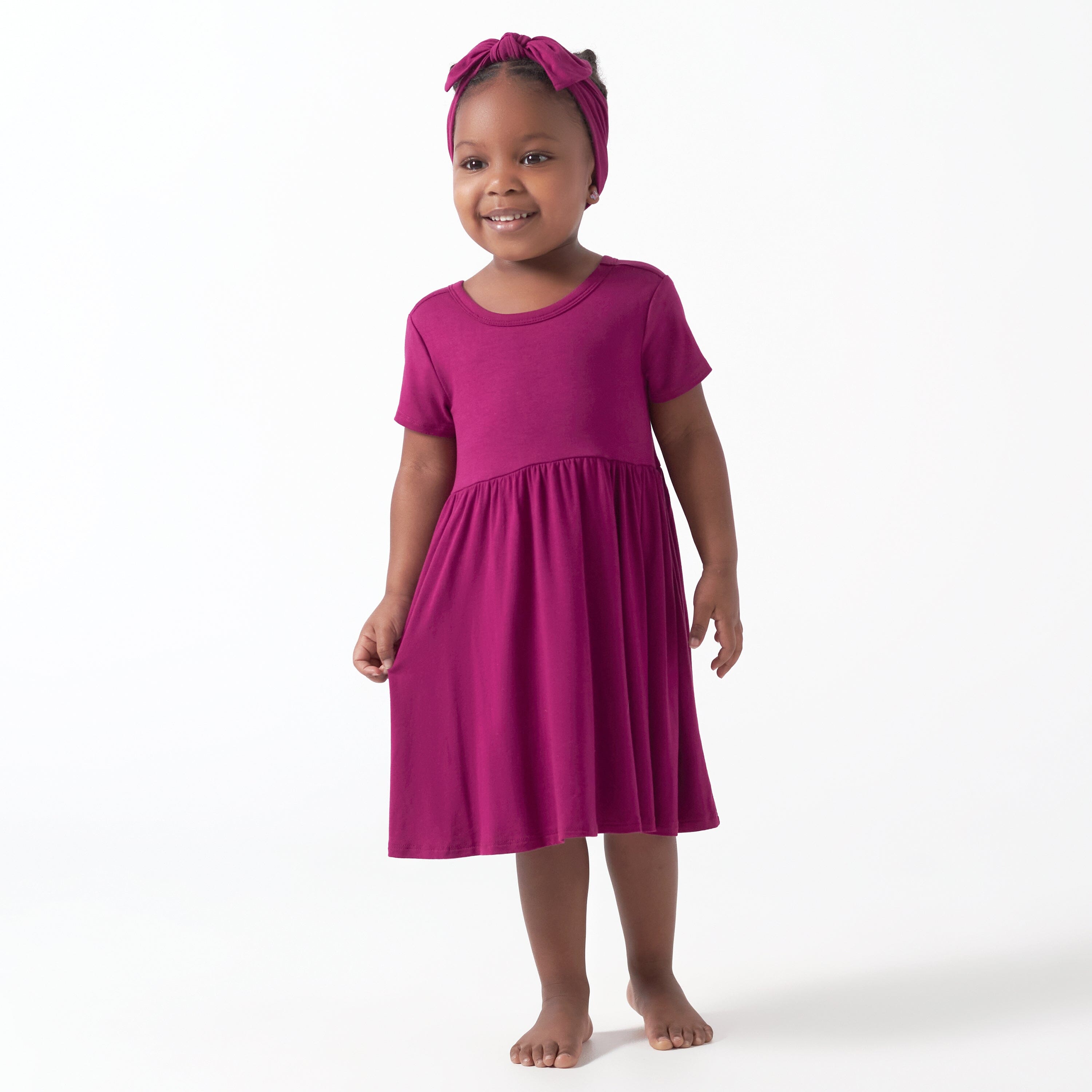 Infant & Toddler Girls Wine Buttery-Soft Viscose Made from Eucalyptus Twirl Dress